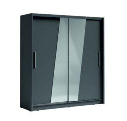 Arte Graphite Sliding Wardrobe W204.5Cm - Industrial-Chic Storage With Mirrored Doors - thumbnail 1
