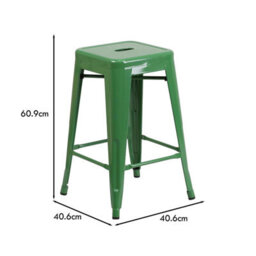 "Fwstyle Set Of 4 24"" Green Bar Stools Galvanised Steel Indoor & Outdoor" - thumbnail 5