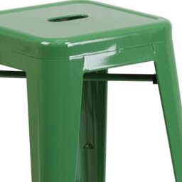 "Fwstyle Set Of 4 24"" Green Bar Stools Galvanised Steel Indoor & Outdoor" - thumbnail 3