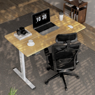 Flexispot Electric Adjustable Stand Desk With 2 Motors, Memory Preset & Anti-Collision, 120 X 60Cm Maple Desktop & White Frame - image 1