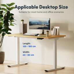 Flexispot Electric Adjustable Stand Desk With 2 Motors, Memory Preset & Anti-Collision, 120 X 60Cm Maple Desktop & White Frame - thumbnail 6