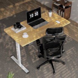 Flexispot Electric Adjustable Stand Desk With 2 Motors, Memory Preset & Anti-Collision, 120 X 60Cm Maple Desktop & White Frame