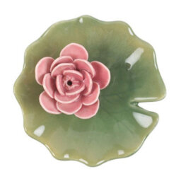 Lily Pad Ceramic Incense & Trinket Dish - Elegant Home Decor - thumbnail 3