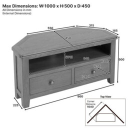 The Furniture Market Cotswold Rustic Smoked Oak Corner Tv Unit Stand Up To 46 Widescreen Size - thumbnail 9