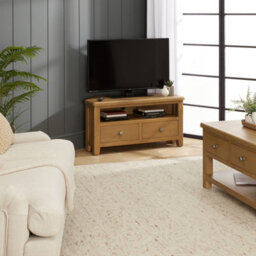 The Furniture Market Cotswold Rustic Smoked Oak Corner Tv Unit Stand Up To 46 Widescreen Size - thumbnail 4