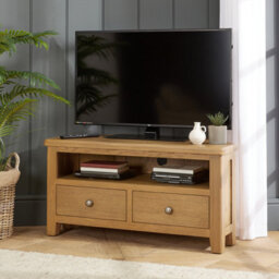 The Furniture Market Cotswold Rustic Smoked Oak Corner Tv Unit Stand Up To 46 Widescreen Size