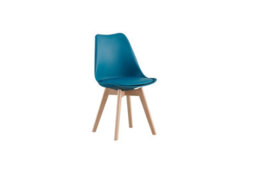 Mof Set Of 4 Teal Dining Chairs Wooden Legs Soft Cushion Pad Stylish Deluxe Retro Lounge Dining Office Eva - thumbnail 5