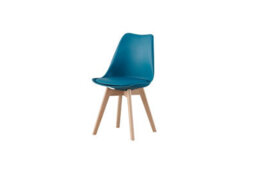 Mof Set Of 4 Teal Dining Chairs Wooden Legs Soft Cushion Pad Stylish Deluxe Retro Lounge Dining Office Eva - thumbnail 4