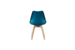 Mof Set Of 4 Teal Dining Chairs Wooden Legs Soft Cushion Pad Stylish Deluxe Retro Lounge Dining Office Eva - thumbnail 6
