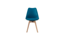 Mof Set Of 4 Teal Dining Chairs Wooden Legs Soft Cushion Pad Stylish Deluxe Retro Lounge Dining Office Eva - thumbnail 3