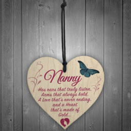 Red Ocean Nanny Heart Of Gold Hanging Wooden Heart Plaque Sign Gift - thumbnail 2