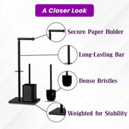 Modern Black Toilet Paper Holder With Toilet Brush Set Bathroom Stand Organizer - thumbnail 5