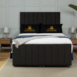 UKBEDFURNITURE Belvoir Plush Black End Opening Divan Ottoman Bed With 54 Inch Headboard - thumbnail 2