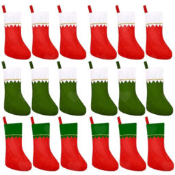 Amorly 18Pcs Christmas Stockings With White Cuff Gold Trim, Diy Hanging Sacks For Family Holiday Gatherings Christmas Party Decorations - thumbnail 1