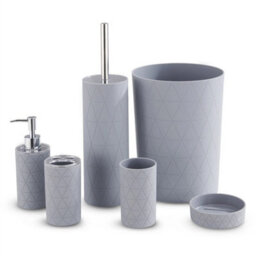 6Pc Bathroom Set Accessories Bin Soap Dispenser Toothbrush Tumbler Toilet Brush - thumbnail 6