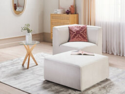 Beliani Ottoman Lemvig Corduroy Off-White - thumbnail 2