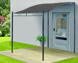 Metal Lean-To Style Sunshade Patio Cover - Grey 2.5X3.0M Gazebo