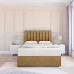 "Sloomy 4Ft Manhattan Divan Bed Base Mink Plush ,no Drawers & 26"" Struts Headboard - Small Double" - thumbnail 2