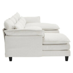 Living And Home 3-Seater White Chenille Upholstered Sectional Sofa With Pillows - thumbnail 3