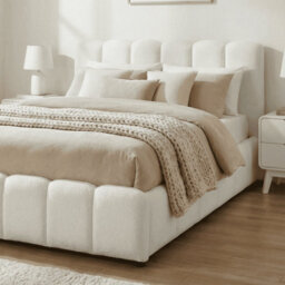 Home Source Bubble White Textured Velvet Ottoman Storage Bed With Padded Headboard - thumbnail 4