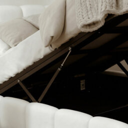 Home Source Bubble White Textured Velvet Ottoman Storage Bed With Padded Headboard - thumbnail 7