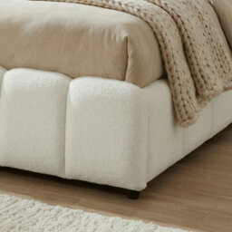 Home Source Bubble White Textured Velvet Ottoman Storage Bed With Padded Headboard - thumbnail 6