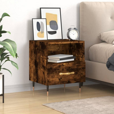 Berkfield Bedside Cabinet Smoked Oak 40X35X47.5 Cm Engineered Wood - image 1