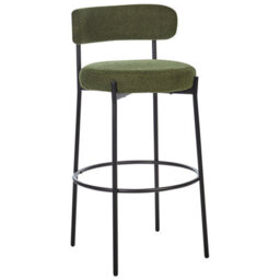 Wyld And Coco Dark Green Boucle Armless Bar Stools Set Of 2 With Matt Steel Legs - 97Cm High - thumbnail 6