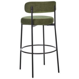Wyld And Coco Dark Green Boucle Armless Bar Stools Set Of 2 With Matt Steel Legs - 97Cm High - thumbnail 7