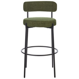 Wyld And Coco Dark Green Boucle Armless Bar Stools Set Of 2 With Matt Steel Legs - 97Cm High - thumbnail 1