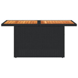 Vidaxl Garden Table Black 100X55X73 Cm Poly Rattan And Acacia Wood - thumbnail 5