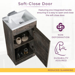 Plum&clay Rigel Metallic Floor Standing Cloakroom Vanity Unit With Resin Basin (W)55Cm (H)87Cm - thumbnail 4