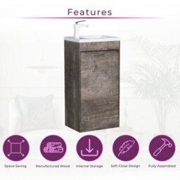 Plum&clay Rigel Metallic Floor Standing Cloakroom Vanity Unit With Resin Basin (W)55Cm (H)87Cm - thumbnail 3