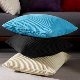 "Deconovo Set Of 2 Super Soft Corduroy Cushion Covers Black 18""x18""" - thumbnail 4