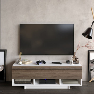 Decorotika Celestia Tv Stand Tv Unit White And Walnut - image 1