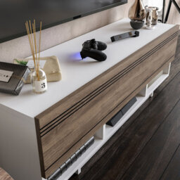 Decorotika Celestia Tv Stand Tv Unit White And Walnut - thumbnail 3