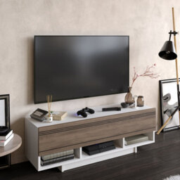 Decorotika Celestia Tv Stand Tv Unit White And Walnut - thumbnail 2