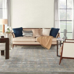 Light Blue Luxurious Traditional Bordered Floral Rug Easy To Clean Living Room And Bedroom-259Cm X 351Cm - thumbnail 2
