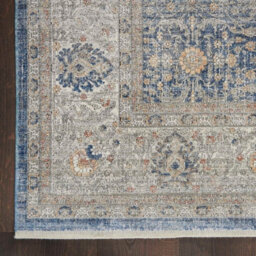 Light Blue Luxurious Traditional Bordered Floral Rug Easy To Clean Living Room And Bedroom-259Cm X 351Cm - thumbnail 5