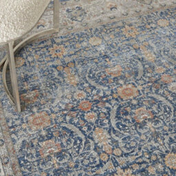 Light Blue Luxurious Traditional Bordered Floral Rug Easy To Clean Living Room And Bedroom-259Cm X 351Cm - thumbnail 6