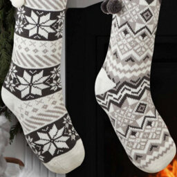 Dibor Pack Of 2 Zig Zag And Snowflake Xmas Gift Decoration Christmas Stocking For Kids - thumbnail 4