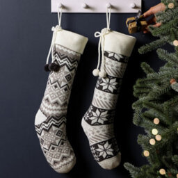 Dibor Pack Of 2 Zig Zag And Snowflake Xmas Gift Decoration Christmas Stocking For Kids