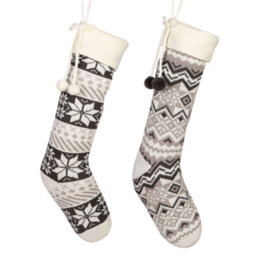 Dibor Pack Of 2 Zig Zag And Snowflake Xmas Gift Decoration Christmas Stocking For Kids - thumbnail 2