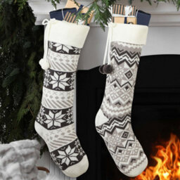 Dibor Pack Of 2 Zig Zag And Snowflake Xmas Gift Decoration Christmas Stocking For Kids - thumbnail 3