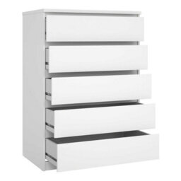 Wyld Haus Budapest 5-Drawer White Wooden Storage Chest, Gloss Finish, 1113mm H - thumbnail 5