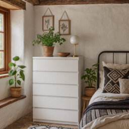 Wyld Haus Budapest 5-Drawer White Wooden Storage Chest, Gloss Finish, 1113mm H - thumbnail 1