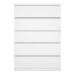 Wyld Haus Budapest 5-Drawer White Wooden Storage Chest, Gloss Finish, 1113mm H - thumbnail 3