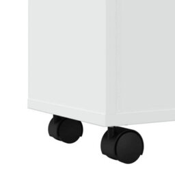 Berkfield Narrow Bathroom Cabinet With Wheels White Engineered Wood - thumbnail 8