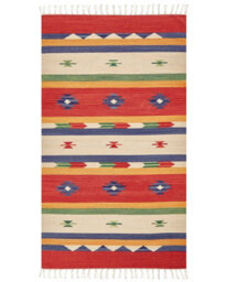 Beliani Klim Multicolour Cotton Kilim Area Rug 80 X 150 Cm - Handwoven Flatweave With Tassels - thumbnail 1
