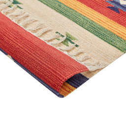 Beliani Klim Multicolour Cotton Kilim Area Rug 80 X 150 Cm - Handwoven Flatweave With Tassels - thumbnail 5
